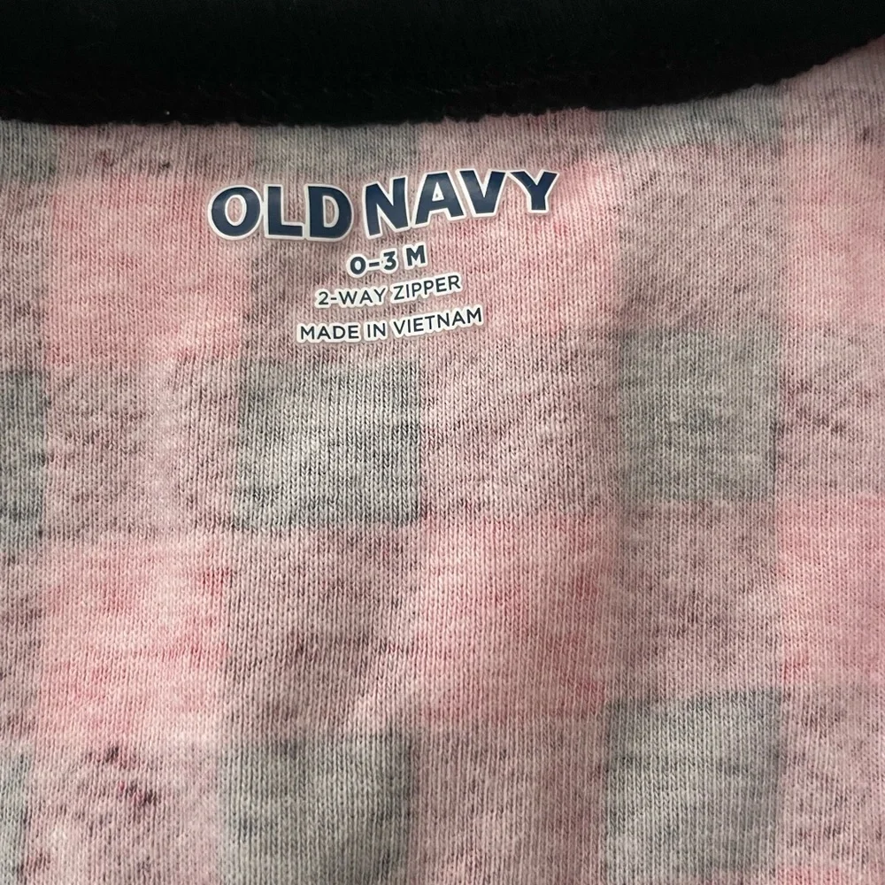 Old Navy red plaid Microfleece 2-Way-Zip Footed One-Piece for Baby size 0-3 m